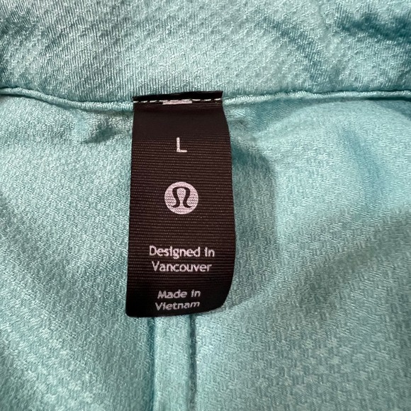 LULULEMON Polo Mens Size Large Golf Shirt Aqua Short Sleeve Performance Snap - Picture 4 of 13